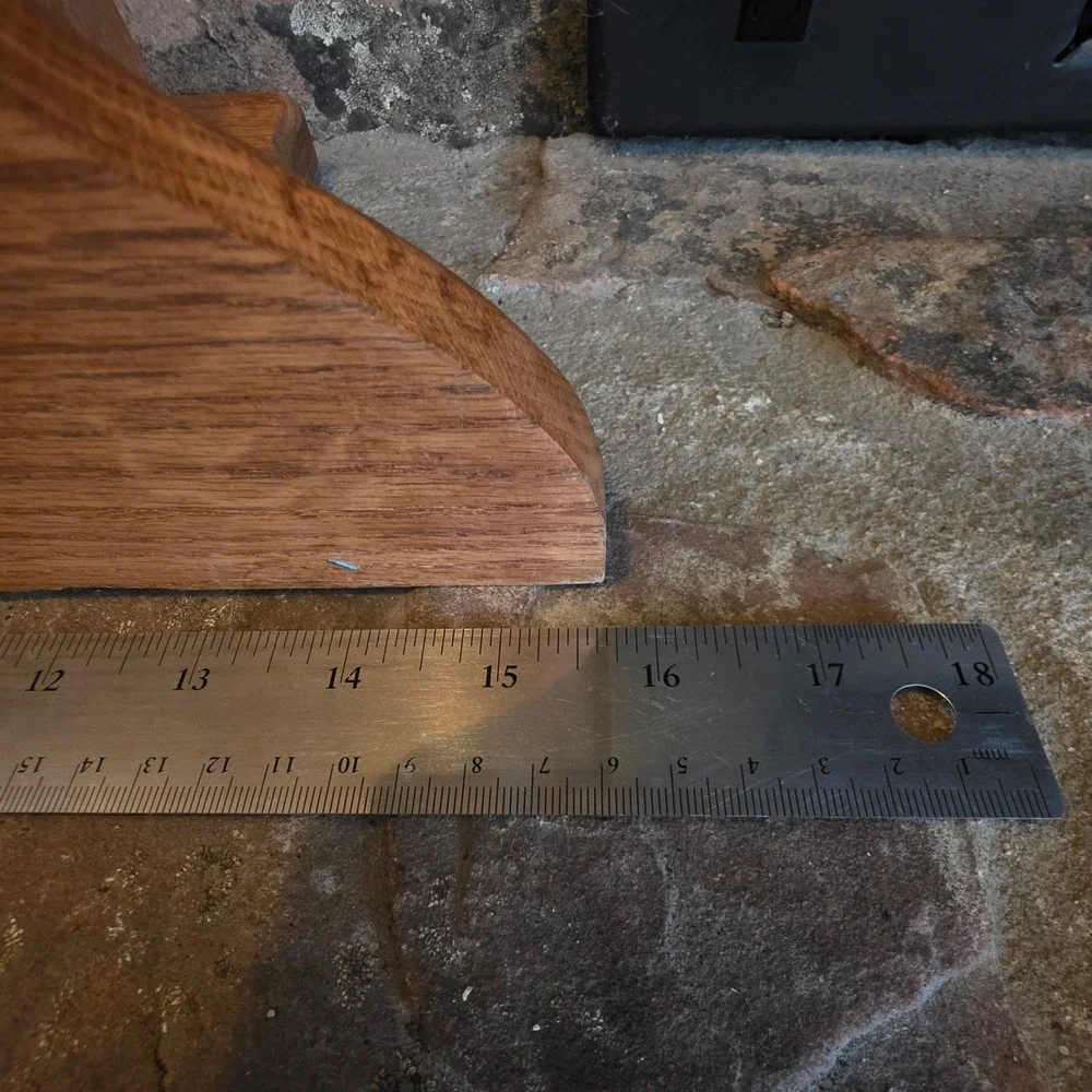 Vintage Oak Wood Corner Shelf Heart Cutouts Cottagecore Wall Mount Made in USA